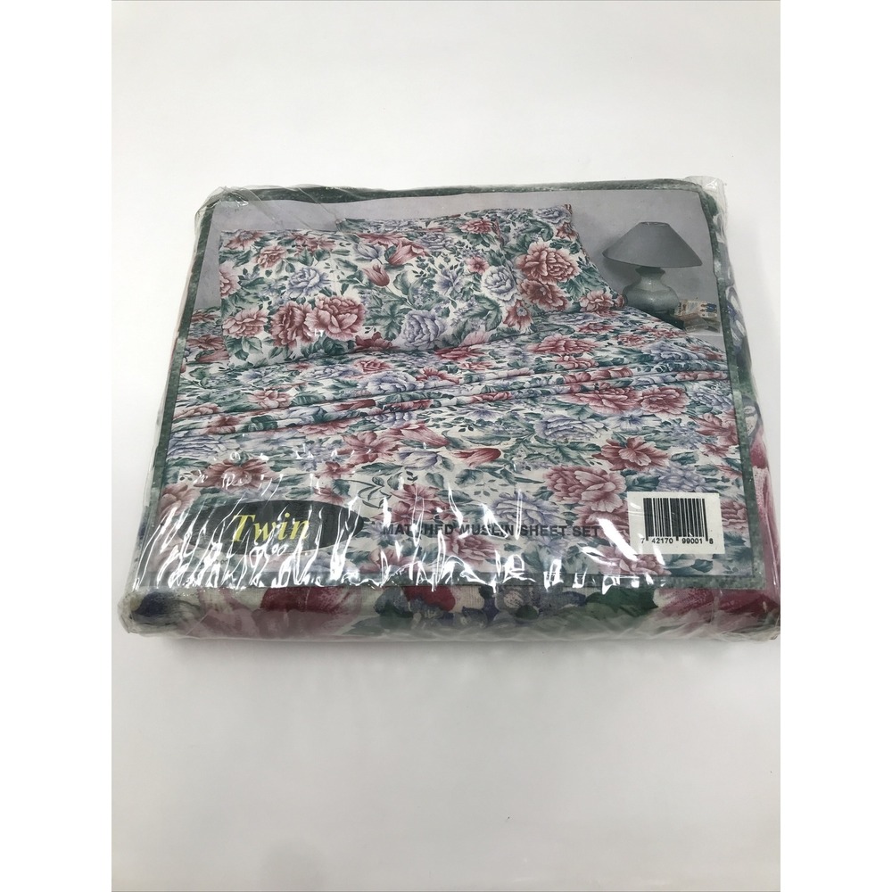 Vintage Camelot 3 Piece Twin Bedding Sheet Set Floral Cotton Blend - Picture 8 of 8